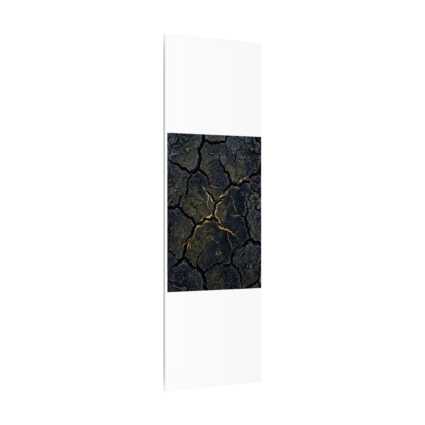 Overcast Cracked Earth Canvas Art - Dark Japandi Ma