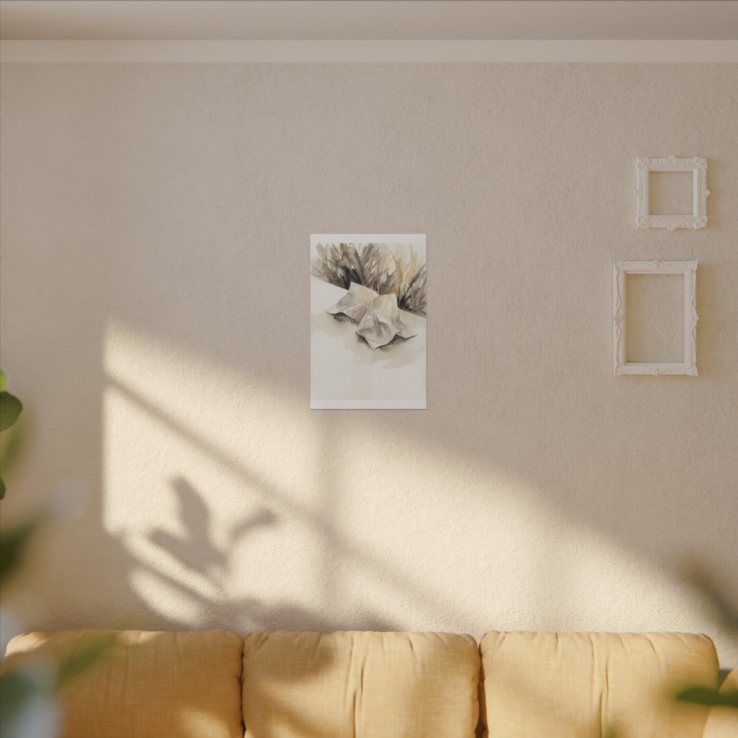 Paper Fold Watercolor Canvas Art | Warm Japandi Art