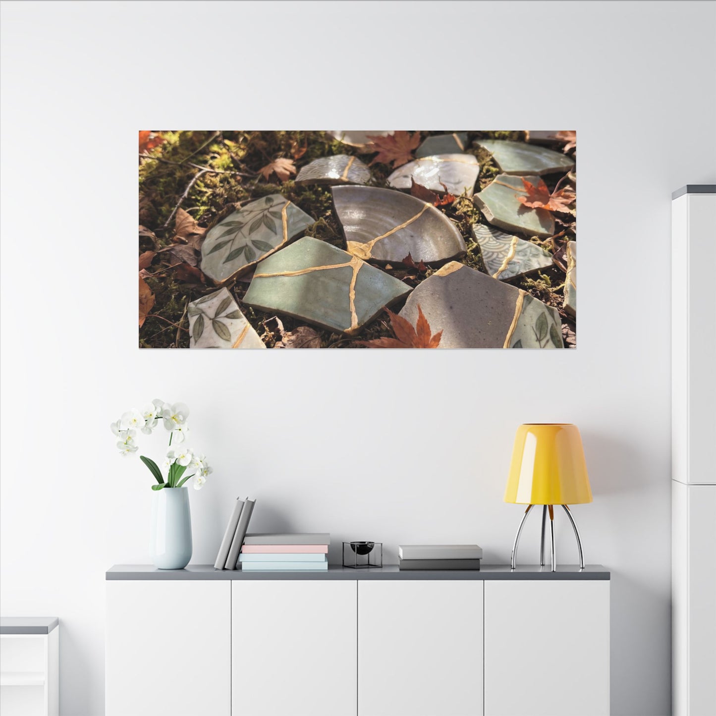 Broken Pottery Japanese Pattern Canvas Art | Elegant Japandi Art