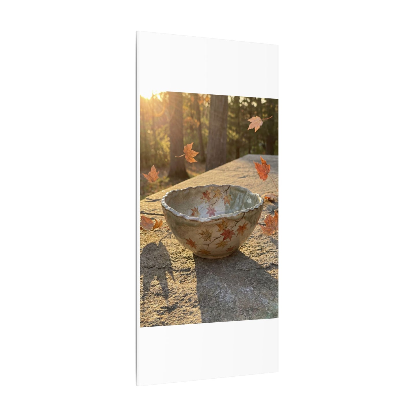 Japandi Ceramic Bowl in Golden Hour | Japanese Pattern Canvas Art