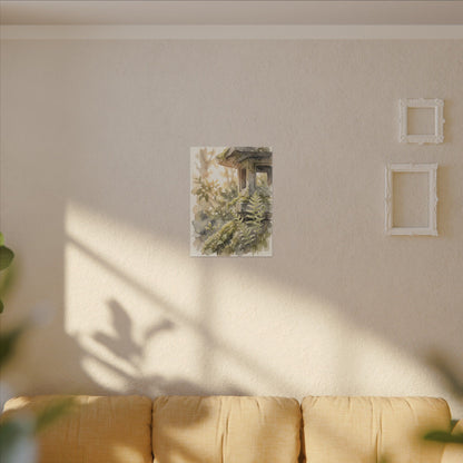 Earthy Stone Lantern Canvas Art - Watercolor Japandi