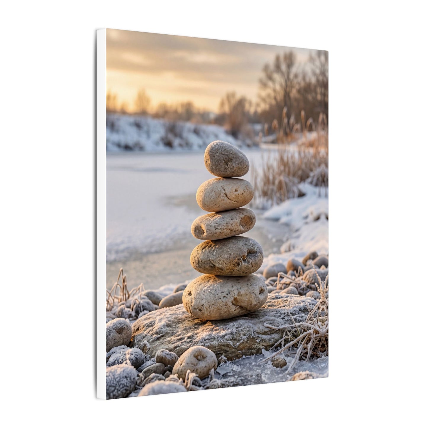 Ma River Stones Canvas Art - Japandi Japanese Pattern