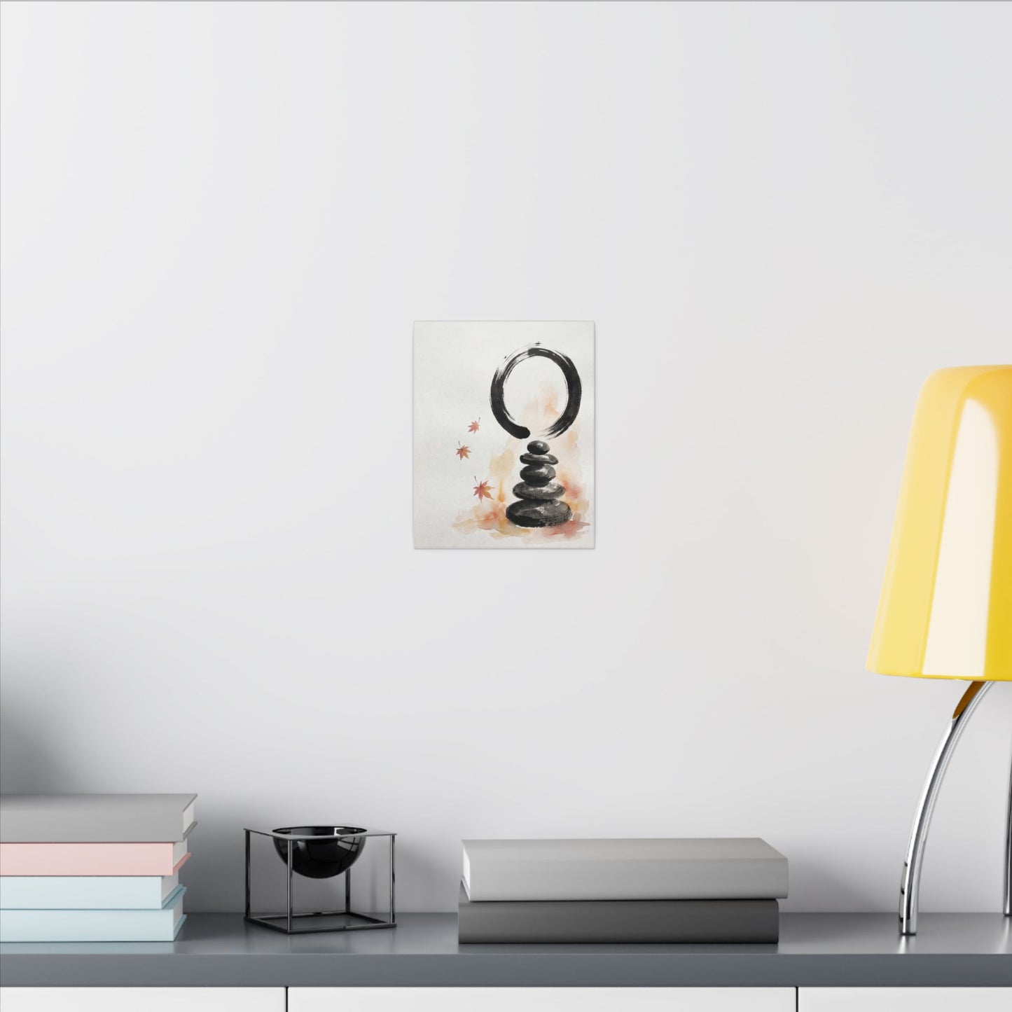 River Stones Canvas Art | Autumn Zen Enso Art