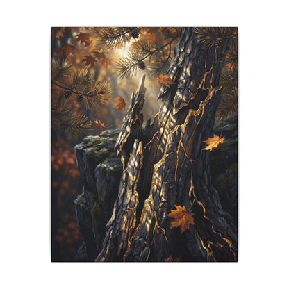 Pine Tree Autumn Canvas Art | Kintsugi Beautiful Design