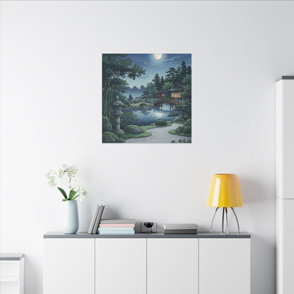 Summer Moonlit Garden Ukiyo E Inspired Canvas Art | Serene Decor