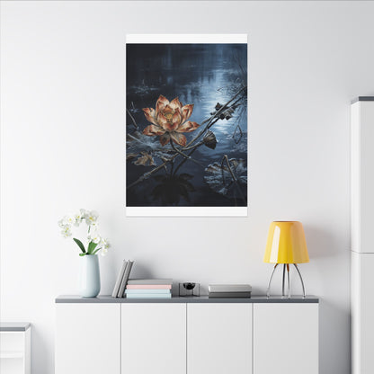 Winter Lotus Flower Broken Beauty Canvas Art | Healing Decor