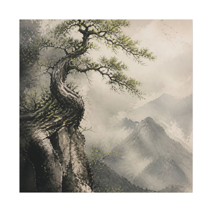 Spring Pine Tree Watercolor Canvas Art | Warm Decor