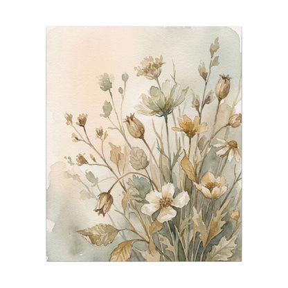 Summer Dried Flowers Watercolor Canvas Art | Elegant Decor