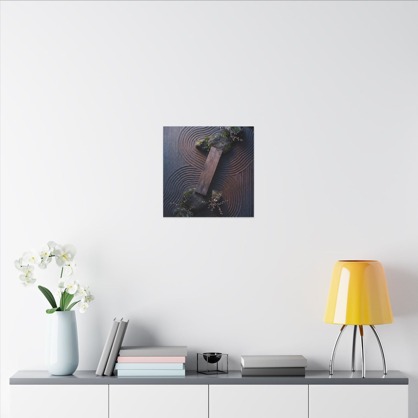 Spring Rock Garden Moody Minimal Canvas Art | Atmospheric Decor