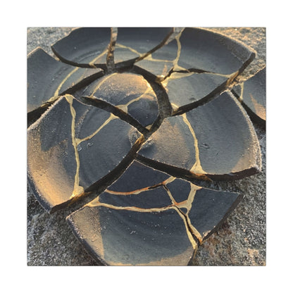 Broken Pottery Winter Canvas Art | Kintsugi Resilient Design