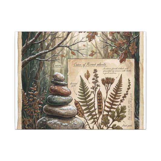 River Stones Herbarium Canvas Art | Rustic Cottagecore Art Art Print