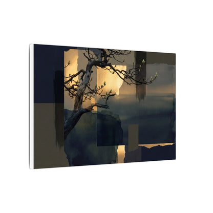 Golden Hour Pine Tree Canvas Art - Dark Japandi Kanso