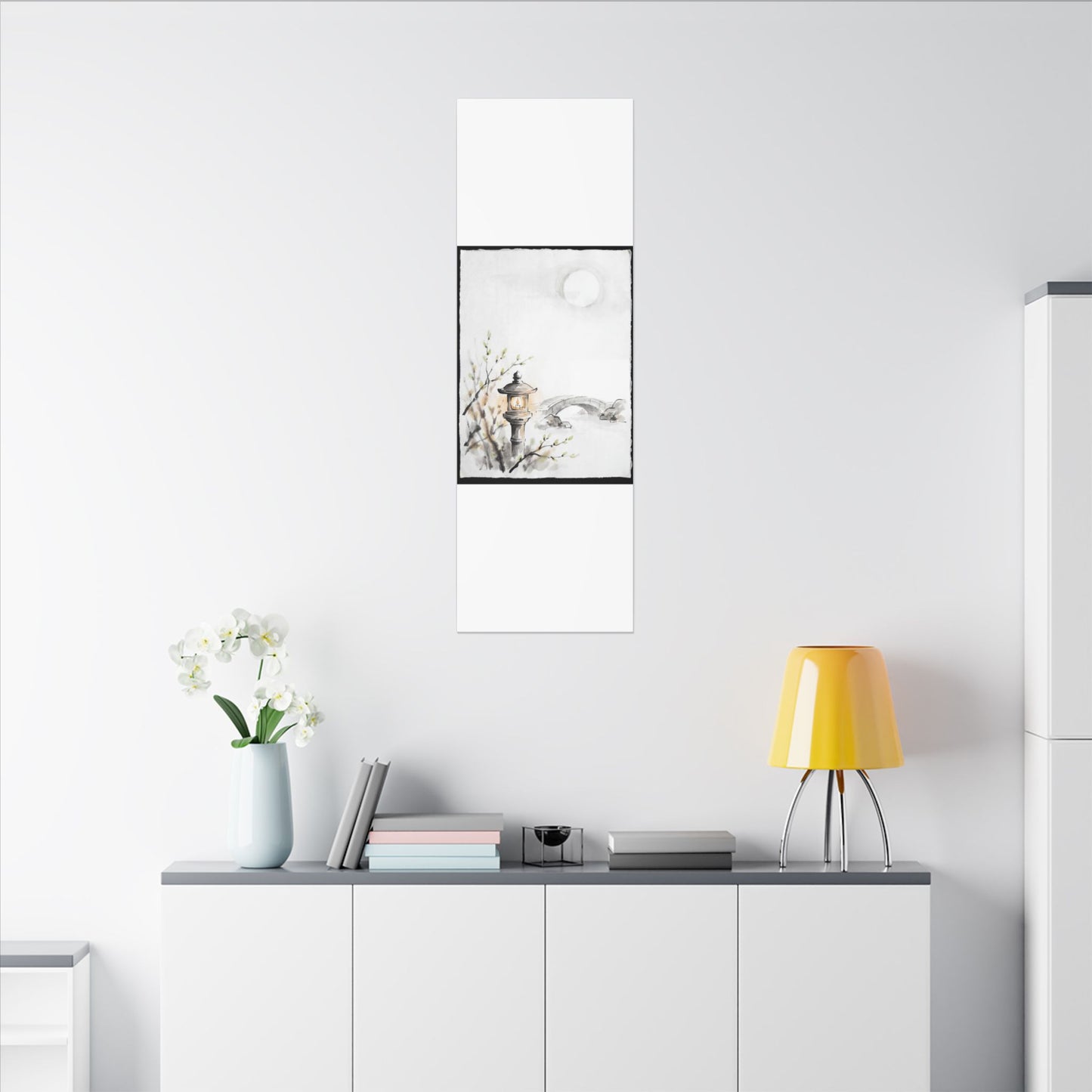 Moonlit Garden Spring Canvas Art | Zen Contemplative Design