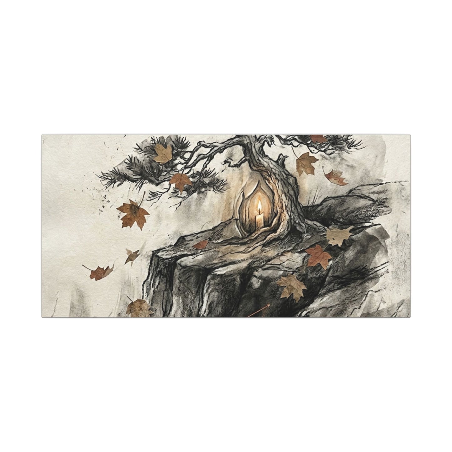 Pine Tree Autumn Canvas Art | Japandi Earthy Design