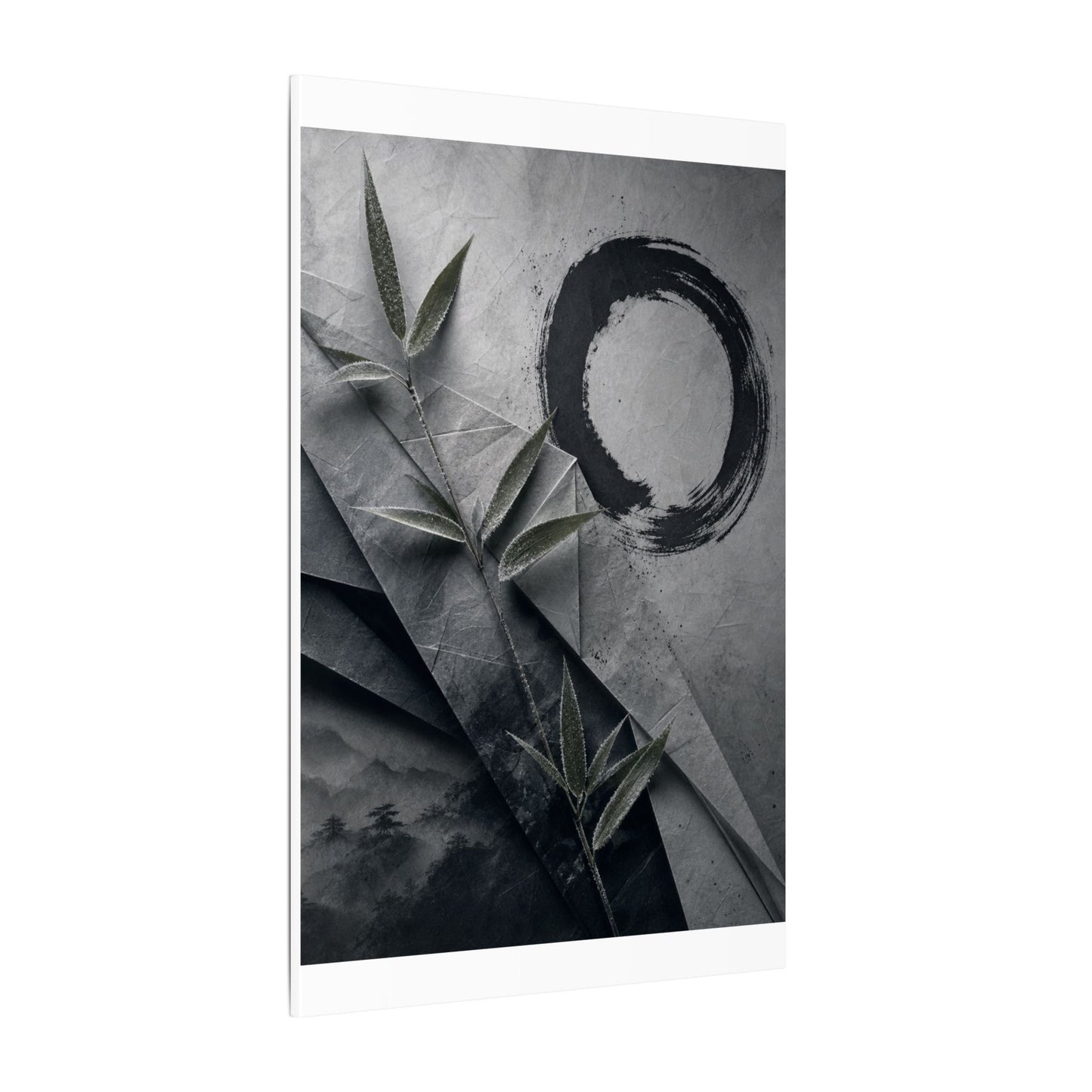 Winter Paper Fold Enso Canvas Art | Serene Decor