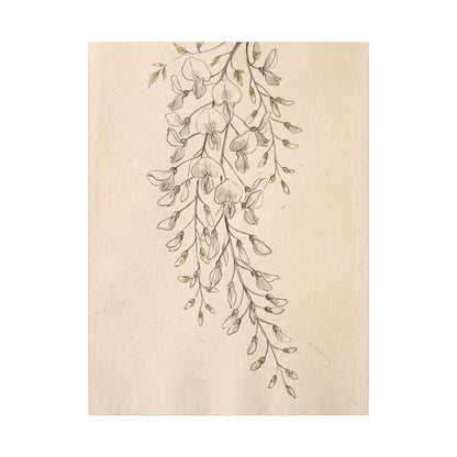 Japandi Wisteria in Golden Hour | Minimal Line Canvas Art
