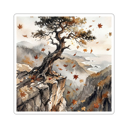 Cozy Pine Tree Sticker - Watercolor Japandi