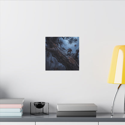 Atmospheric Pine Tree Canvas Art - Shadow Zen Dark Japandi