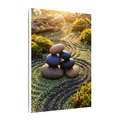 Zen River Stones in Golden Hour | Karesansui Canvas Art