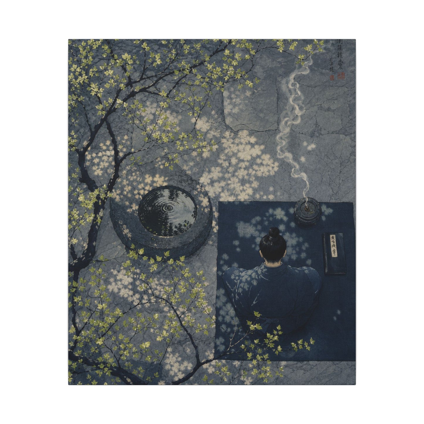 Spring Incense Smoke Ukiyo E Inspired Canvas Art | Tranquil Decor
