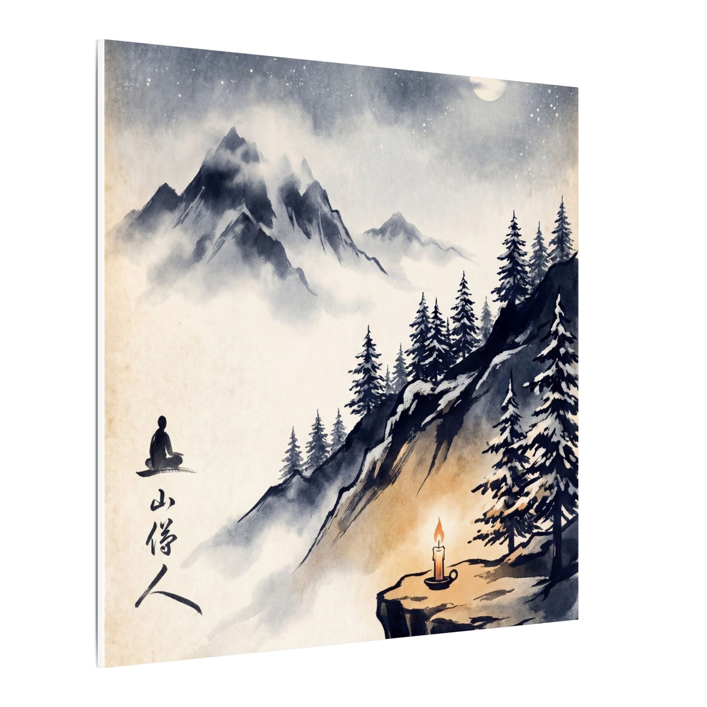 Mountain Mist Canvas Art | Winter Zen Ukiyo E Inspired Art