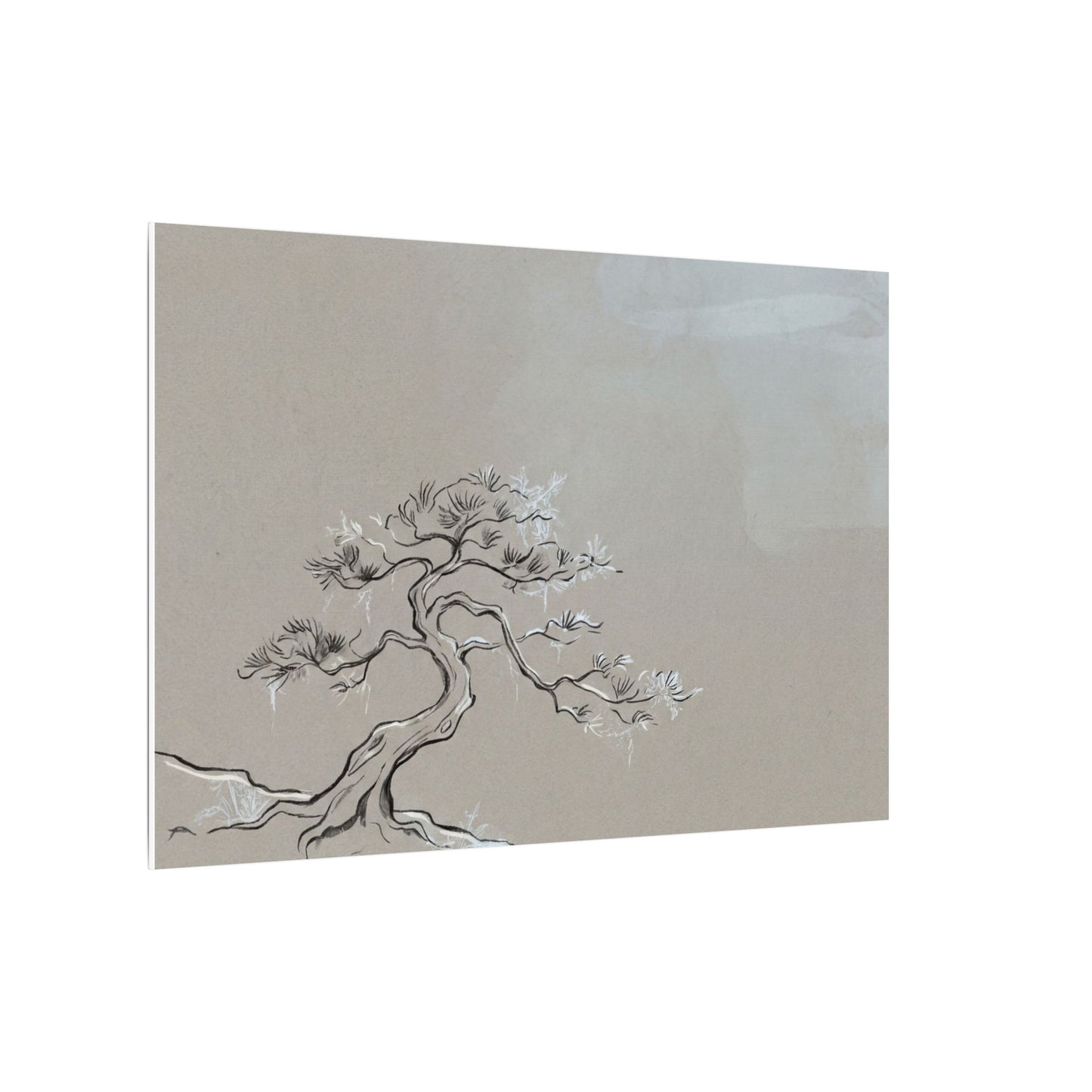 Pine Tree Minimal Line Canvas Art | Warm Japandi Art