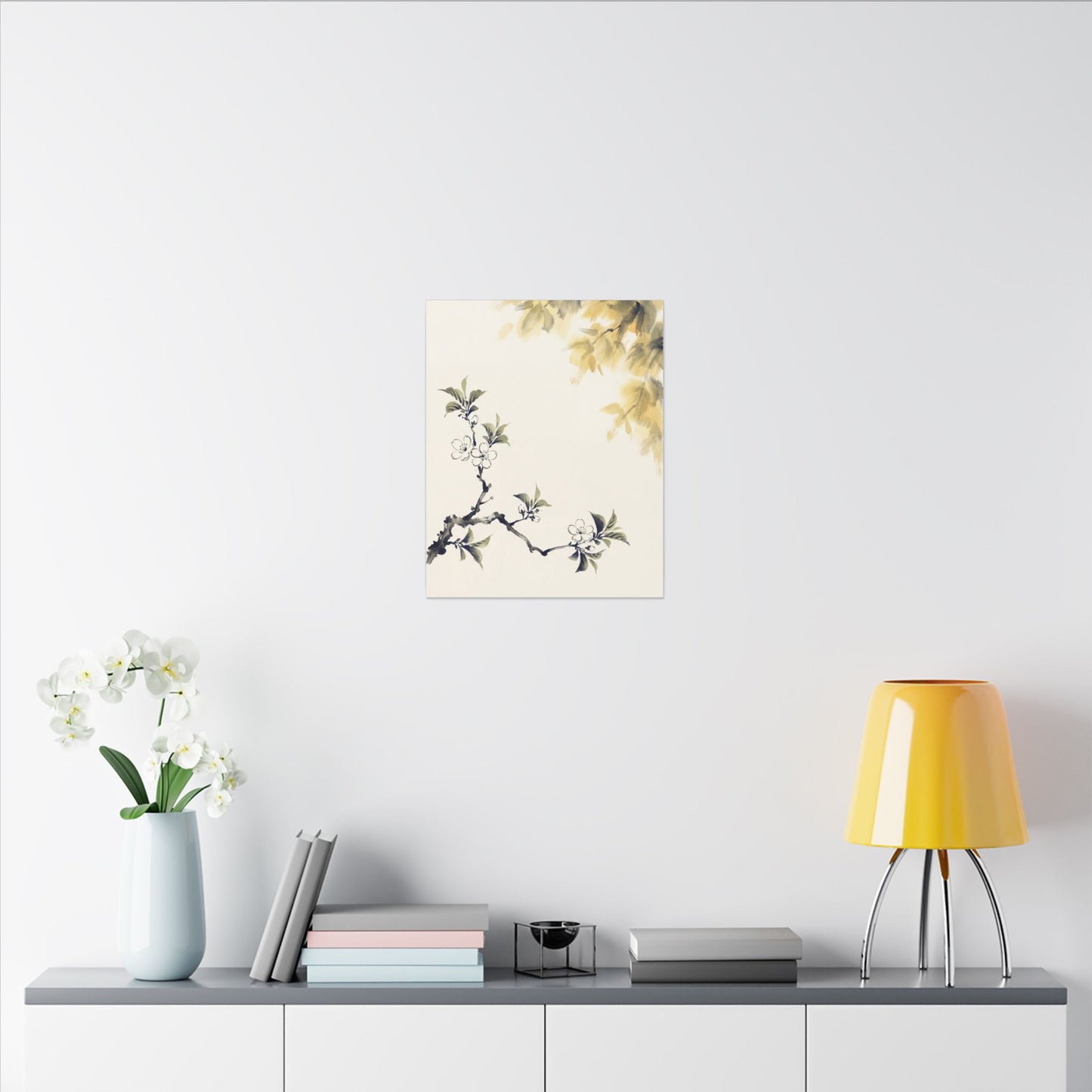 Kanso Cherry Blossom Canvas Art - Zen Sumi E