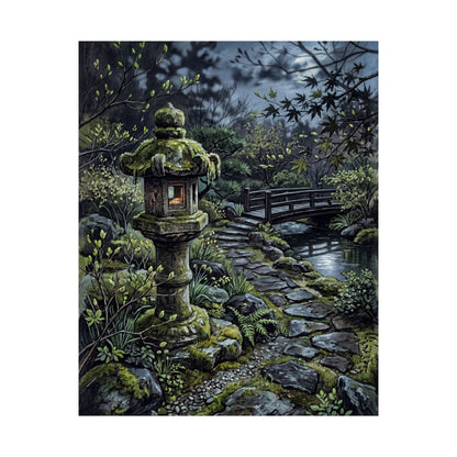Cozy Stone Lantern Wall Art Print - Texture Japandi