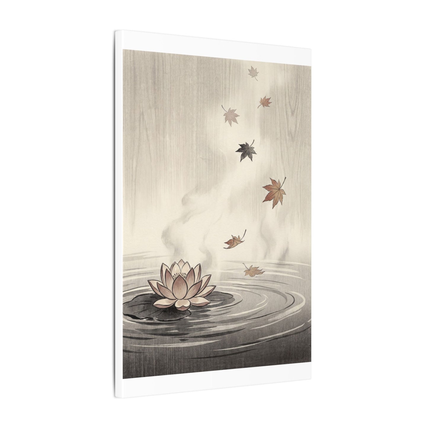 Lotus Flower Canvas Art | Autumn Zen Ukiyo E Inspired Art