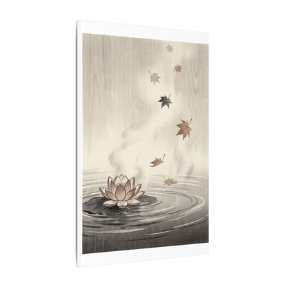 Lotus Flower Canvas Art | Autumn Zen Ukiyo E Inspired Art
