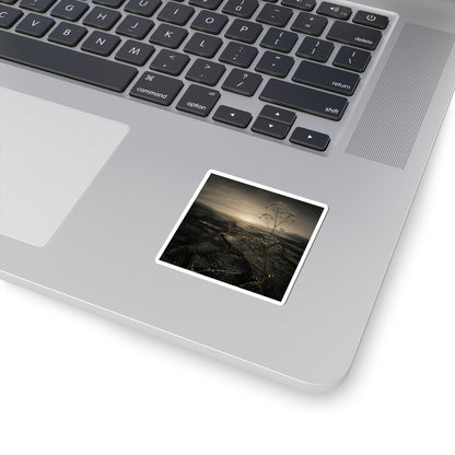 Dawn Cracked Earth Sticker - Dark Japandi Mono No Aware
