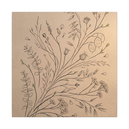 Dried Flowers Canvas Art | Spring Japandi Minimal Line Art