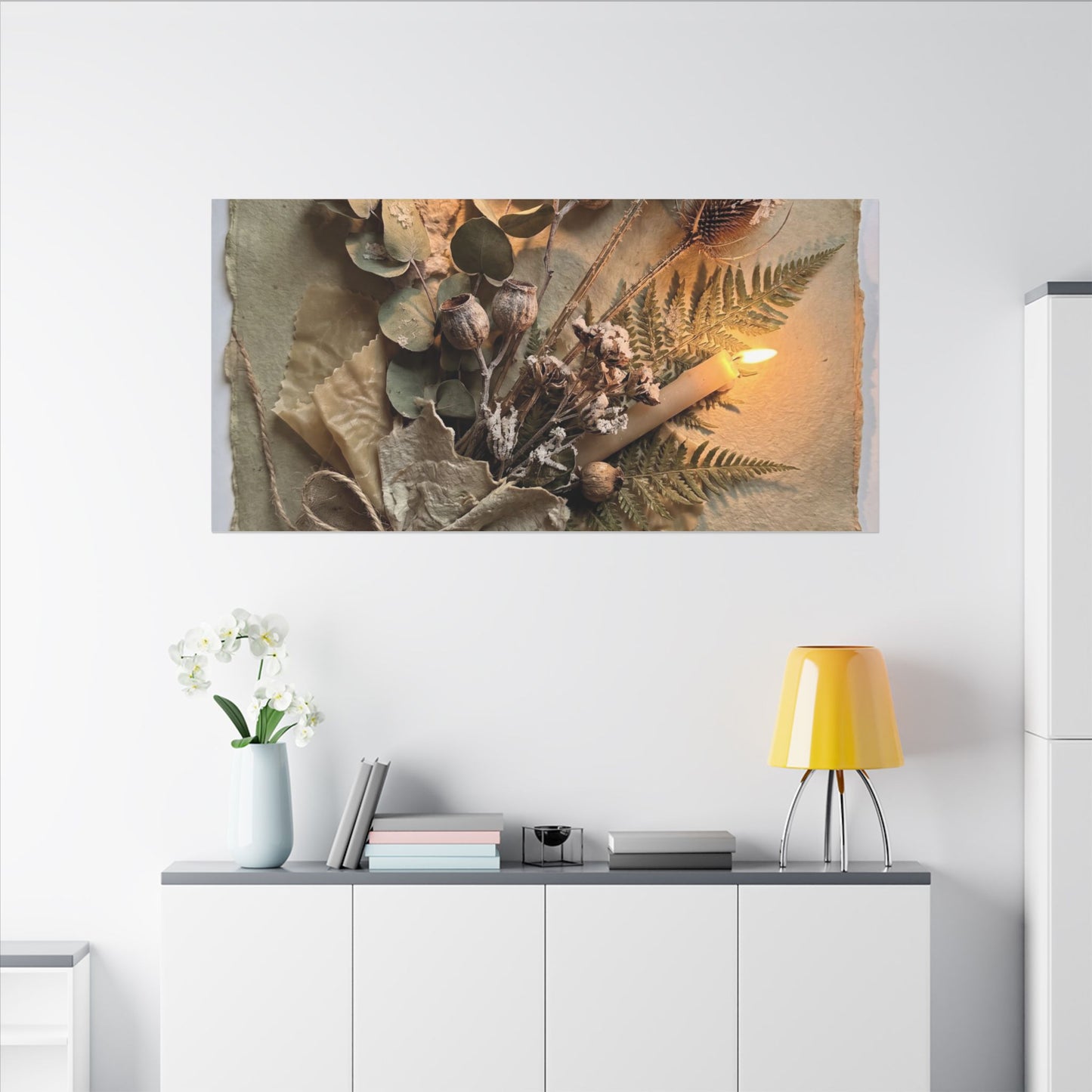 Dried Flowers Texture Canvas Art | Warm Japandi Art