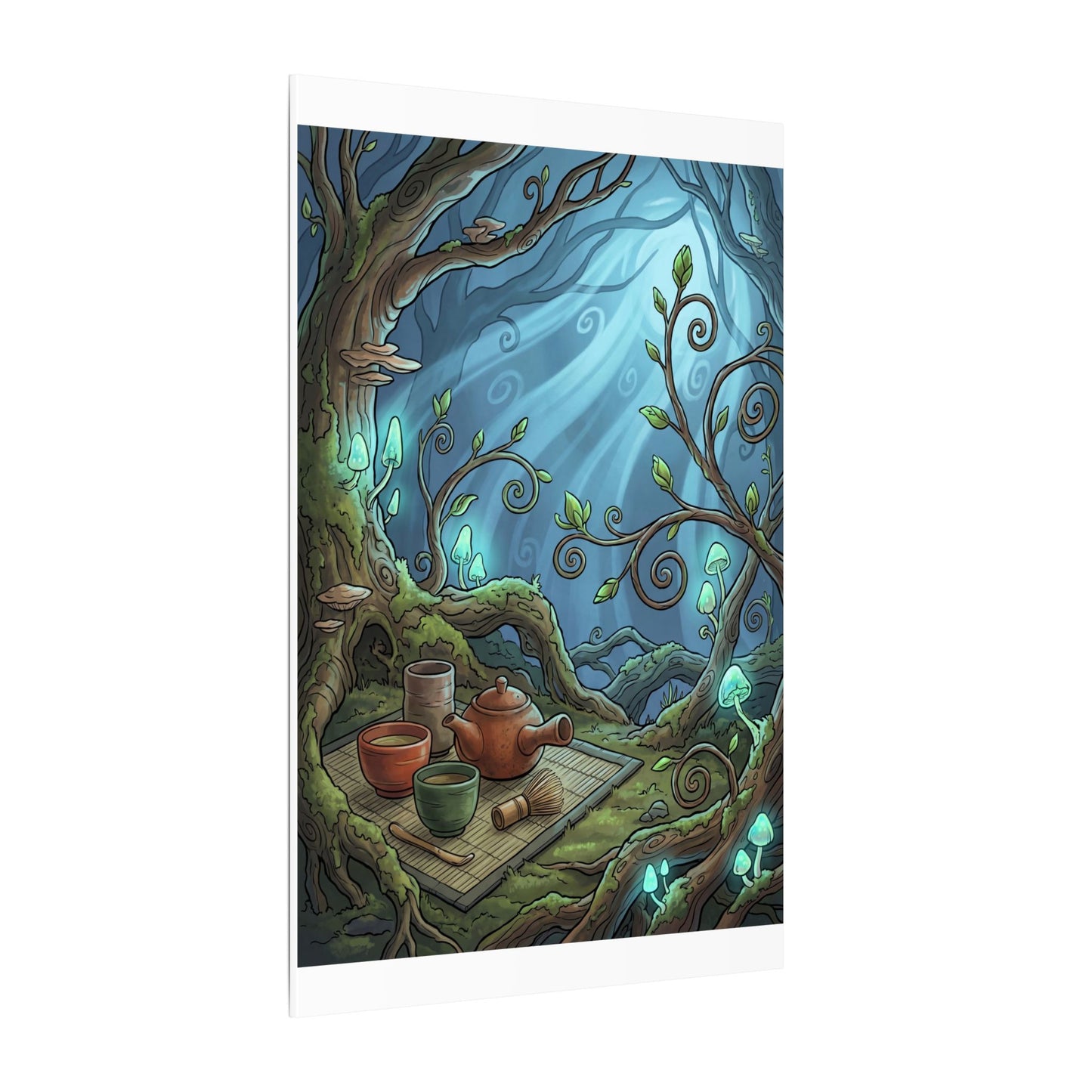 Spring Tea Ceremony Forest Whimsy Canvas Art | Cozy Decor