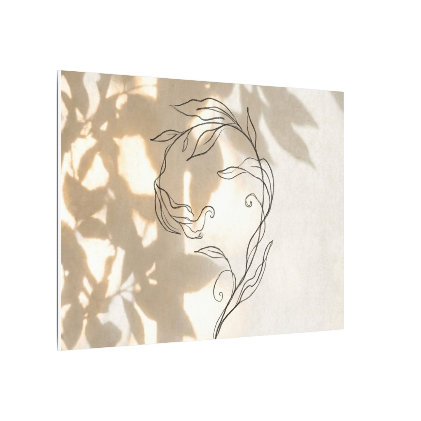 Warm Shoji Screen Canvas Art - Minimal Line Japandi