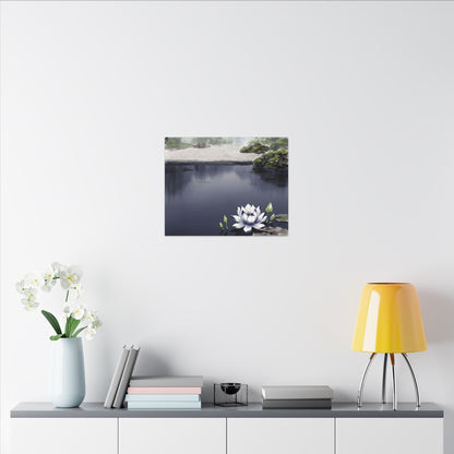 Lotus Flower Karesansui Canvas Art | Tranquil Zen Art