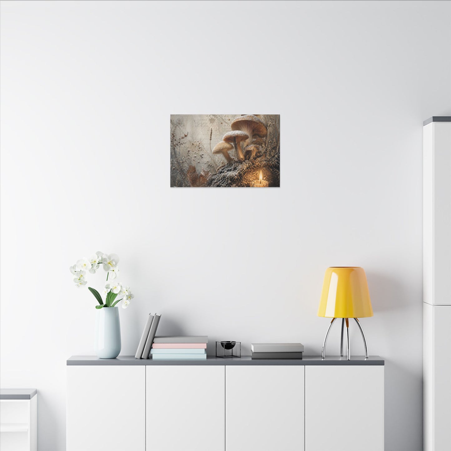 Wild Mushrooms Texture Canvas Art | Elegant Japandi Art