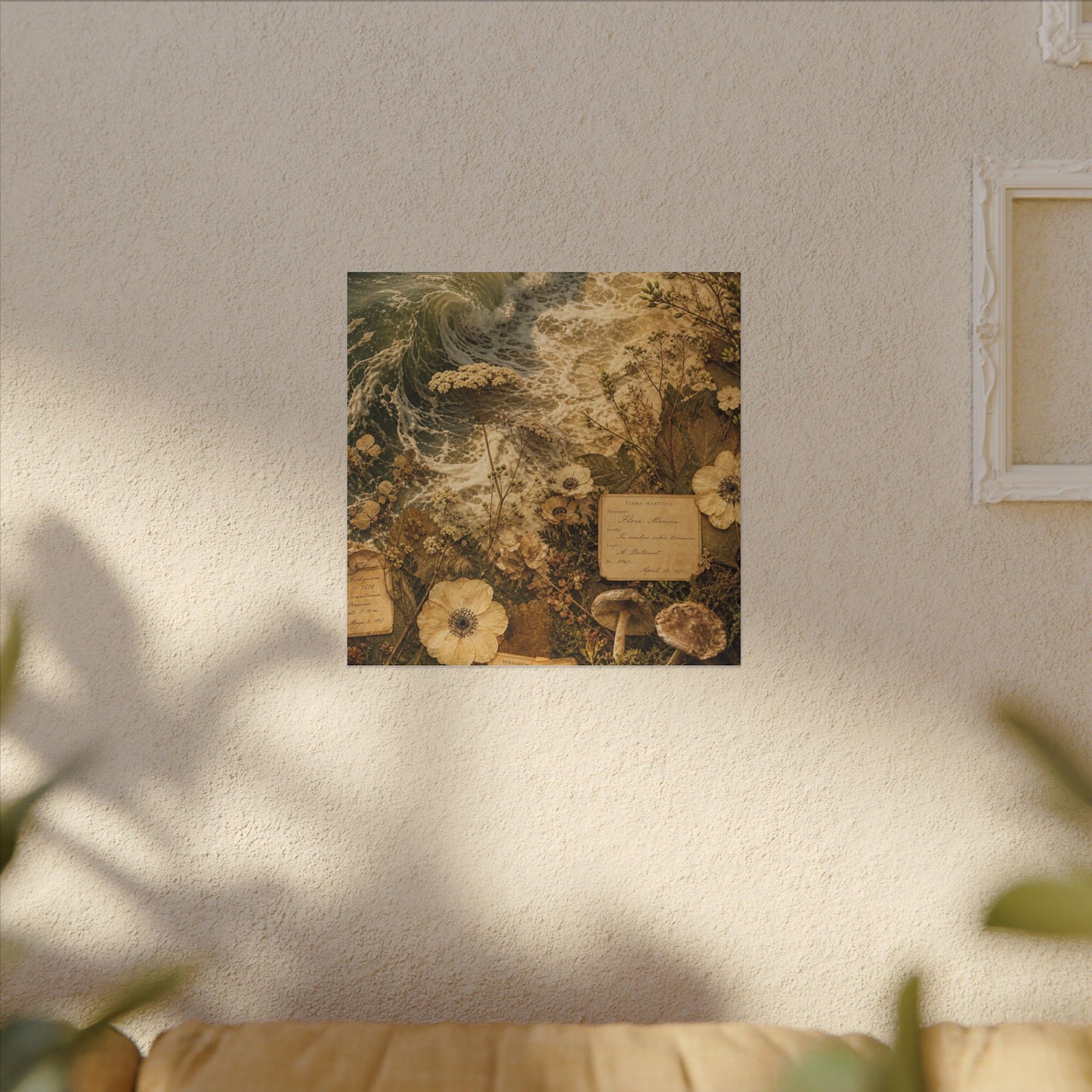 Spring Ocean Wave Herbarium Canvas Art | Nostalgic Decor