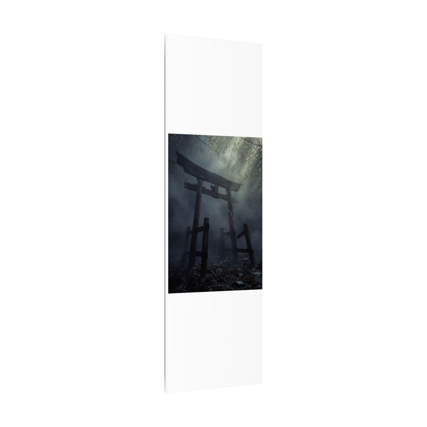 Dark Japandi Torii Gate in Dappled | Moody Minimal Canvas Art