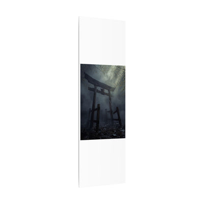 Dark Japandi Torii Gate in Dappled | Moody Minimal Canvas Art