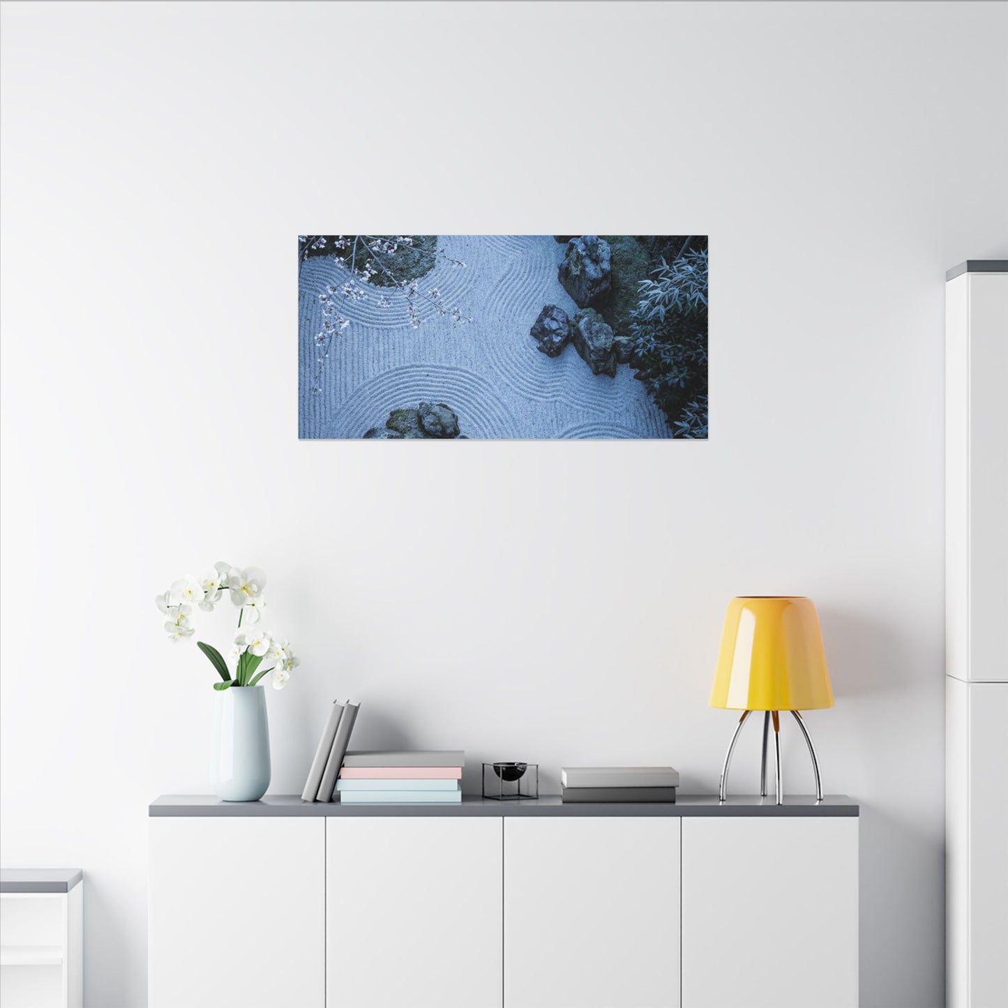 Contemplative Cherry Blossom Canvas Art - Karesansui Zen