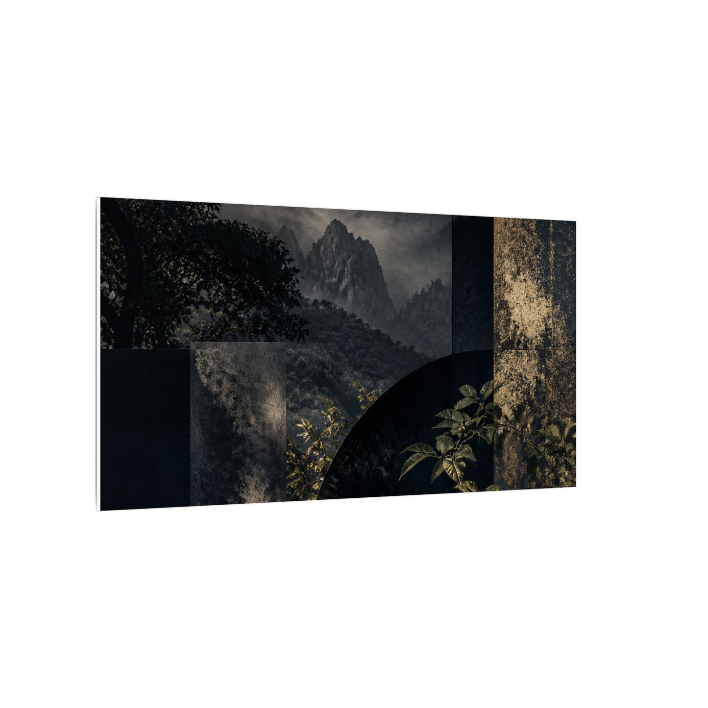 Mountain Mist Summer Canvas Art | Dark Japandi Atmospheric Design