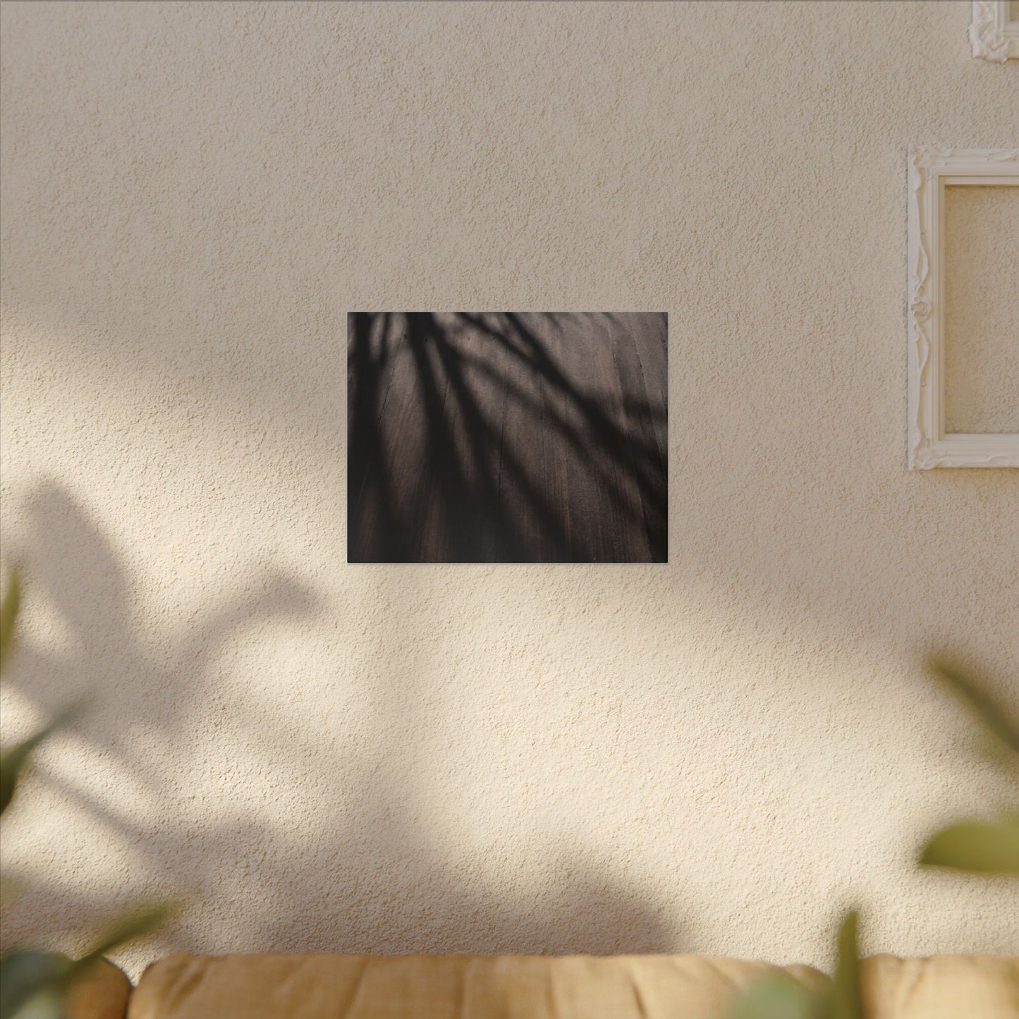 Dark Japandi Shadow Play in Dawn | Moody Minimal Canvas Art