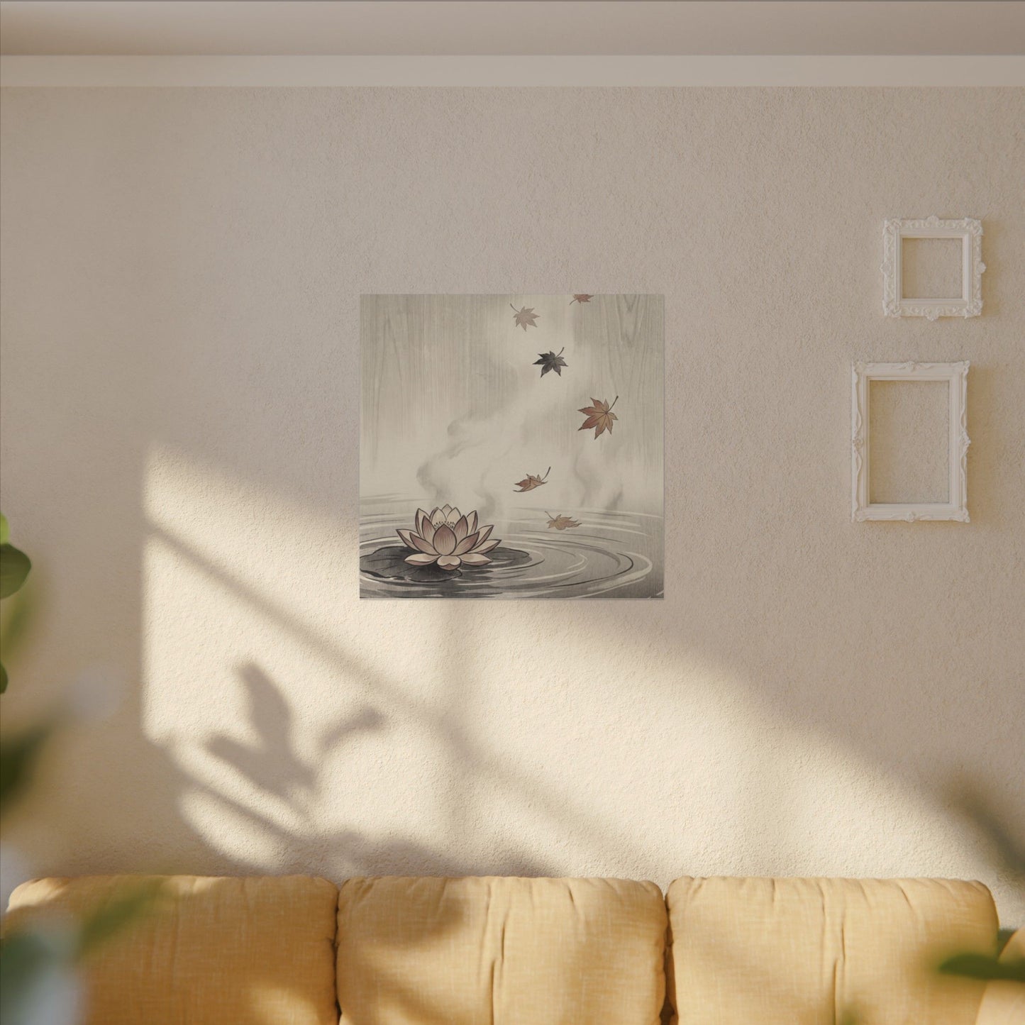 Lotus Flower Canvas Art | Autumn Zen Ukiyo E Inspired Art
