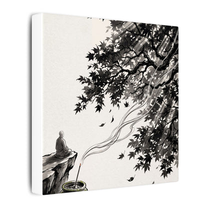 Serene Incense Smoke Canvas Art - Ukiyo E Inspired Zen