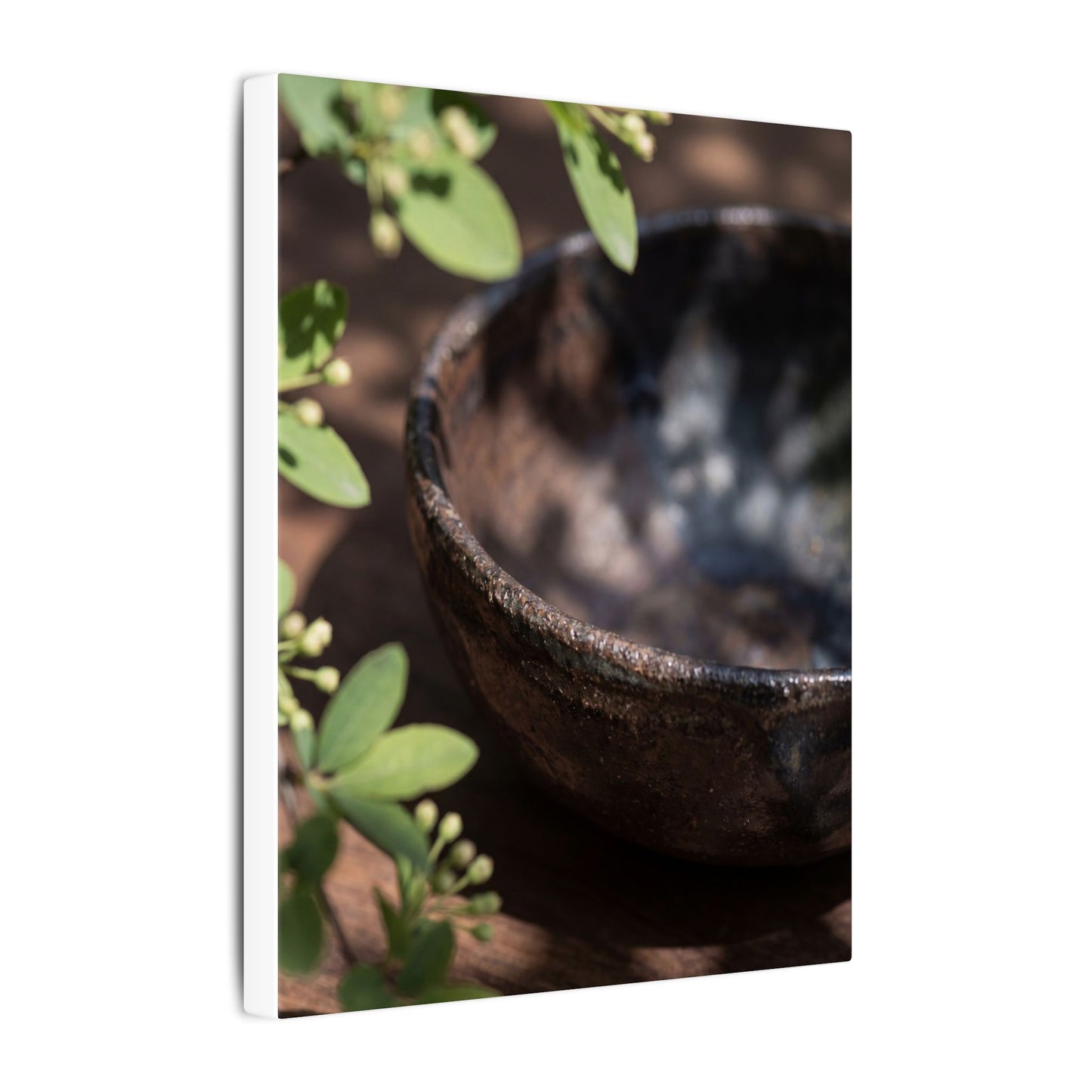 Ceramic Bowl Shadow Zen Canvas Art | Moody Dark Japandi Art