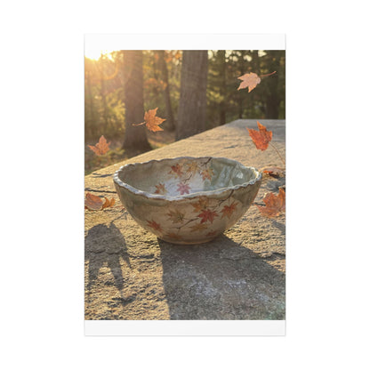 Japandi Ceramic Bowl in Golden Hour | Japanese Pattern Canvas Art