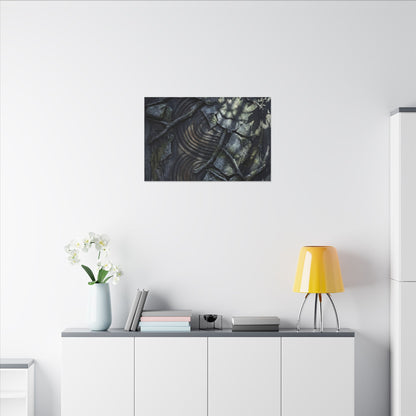 Rock Garden Canvas Art | Winter Dark Japandi Dark Texture Art
