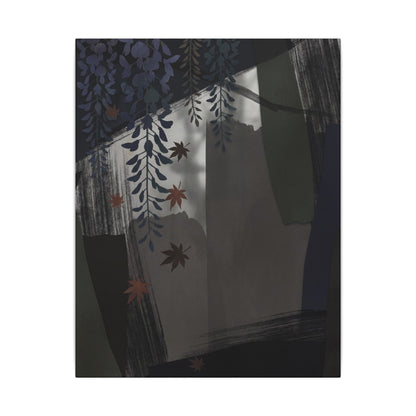 Wisteria Autumn Canvas Art | Dark Japandi Moody Design