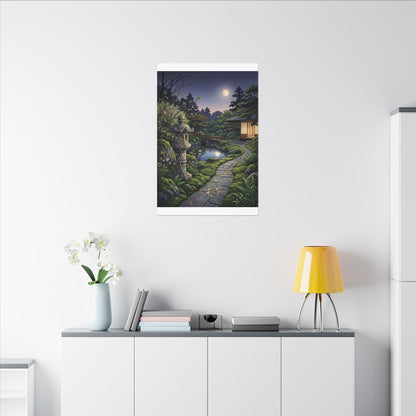 Spring Moonlit Garden Gold Vein Canvas Art | Resilient Decor